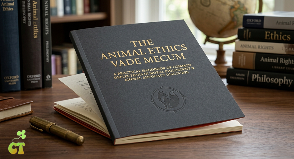 The cover of the Animal Ethics Vade Mecum (2026), a clean, minimalist booklet with a neutral background and simple typography, presenting a practical reference guide for animal‑rights activists and advocates.